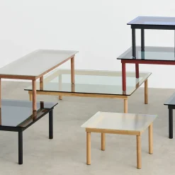 Table basse Kofi Chêne Massif & Verre Clair - l 120 x L 120 x h 36 cm