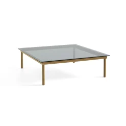 Table basse Kofi Chêne Massif & Verre Teinté Gris - l 120 x L 120 x h 36 cm