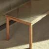 Table basse Kofi Chêne Massif & Verre Roseau Transparent - l 140 x L 50 x h 36 cm