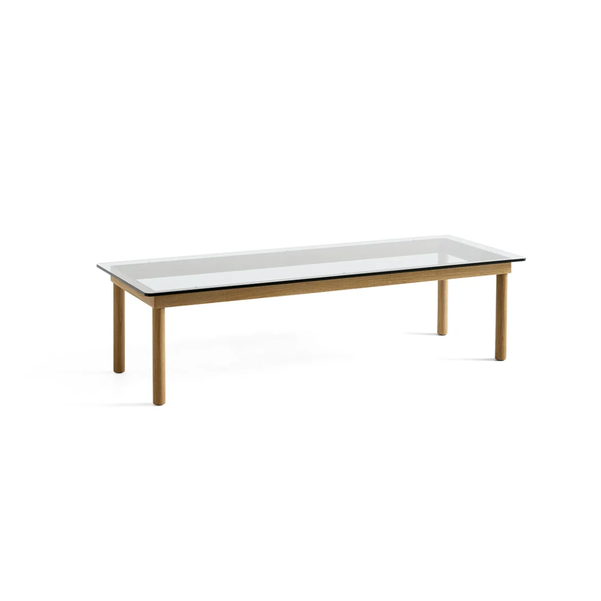 Table basse Kofi Chêne Massif & Verre Clair - l 140 x L 50 x h 36 cm