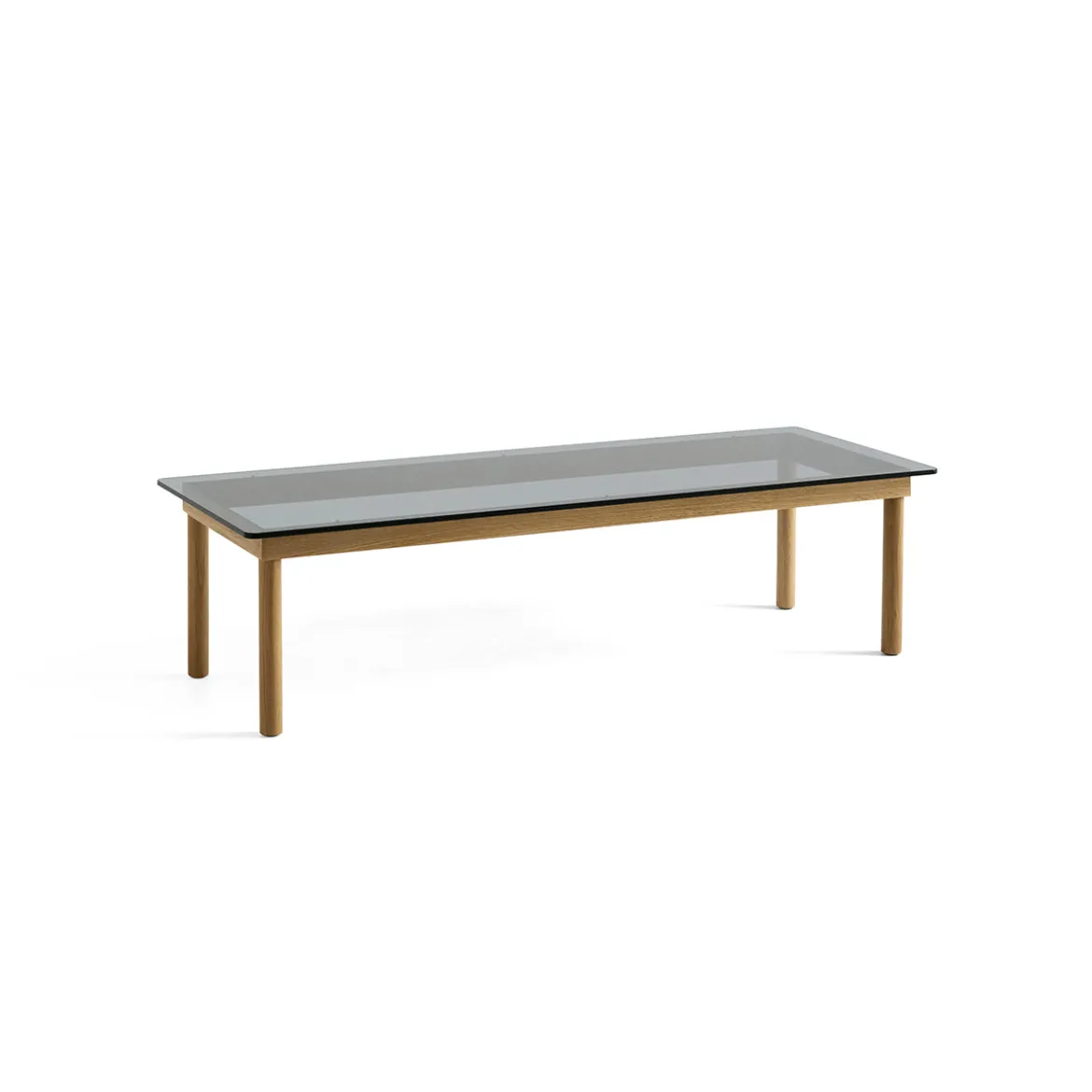 Table basse Kofi Chêne Massif & Verre Teinté Gris - l 140 x L 50 x h 36 cm