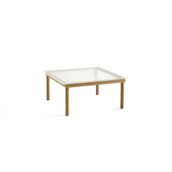 Table basse Kofi Chêne Massif & Verre Roseau Transparent - l 80 x L 80 x h 36 cm