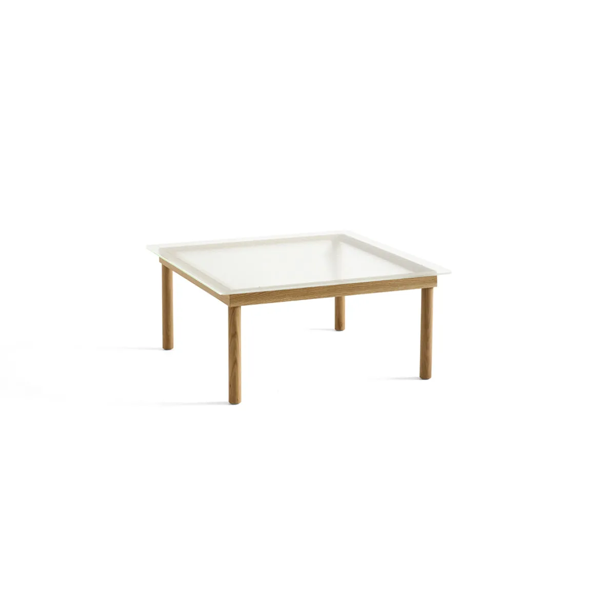 Table basse Kofi Chêne Massif & Verre Roseau Transparent - l 80 x L 80 x h 36 cm
