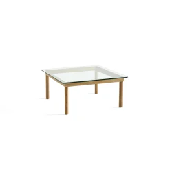 Table basse Kofi Chêne Massif & Verre Clair - l 80 x L 80 x h 36 cm