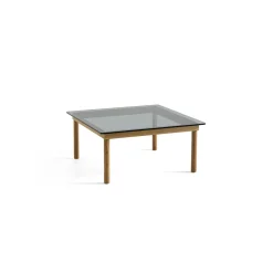 Table basse Kofi Chêne Massif & Verre Teinté Gris - l 80 x L 80 x h 36 cm
