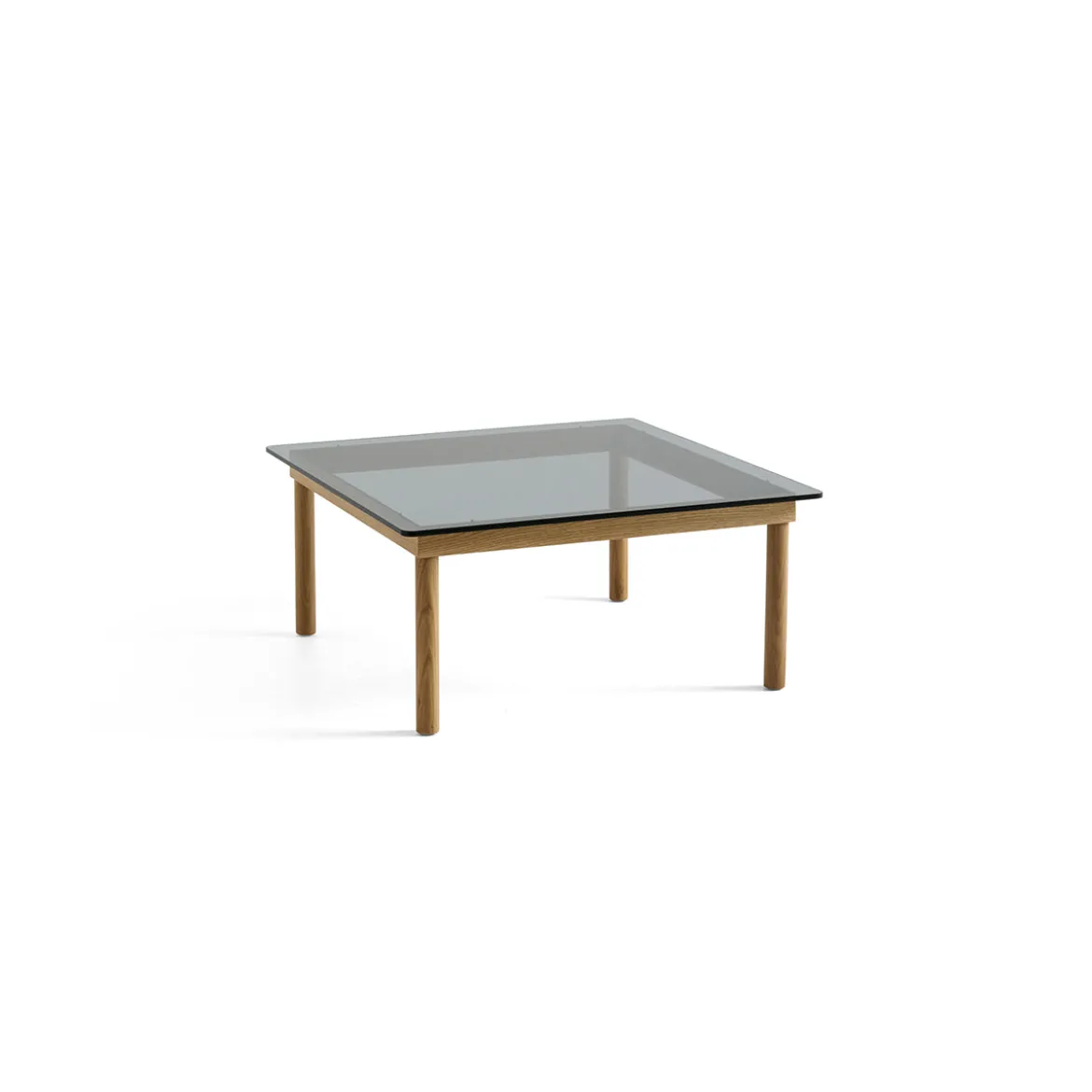 Table basse Kofi Chêne Massif & Verre Teinté Gris - l 80 x L 80 x h 36 cm