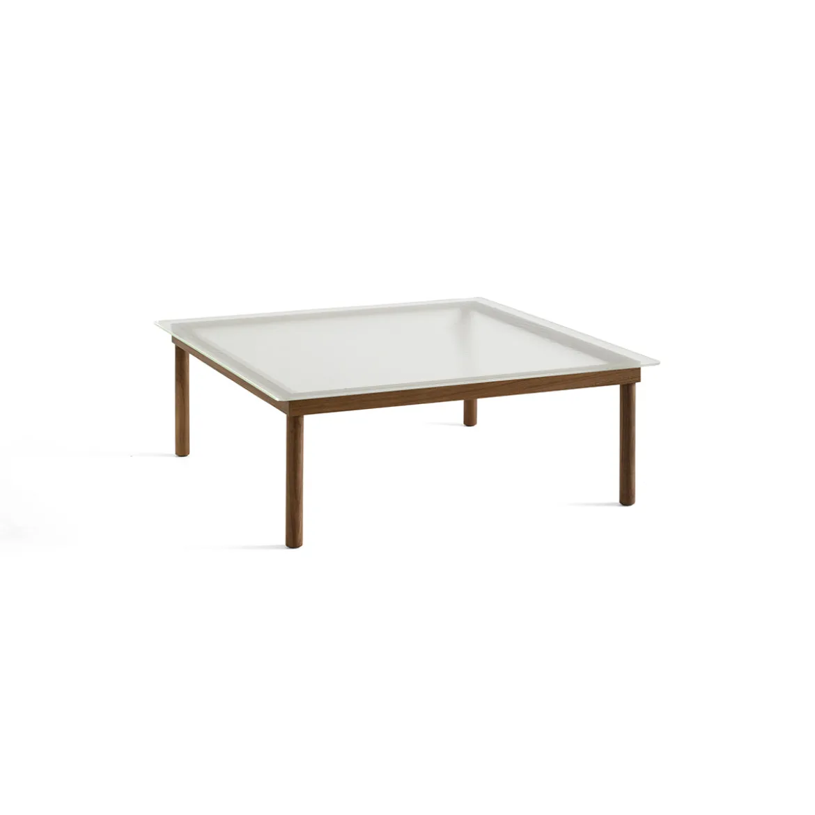 Table basse Kofi Noyer Massif & Verre Roseau Transparent - l 100 x L 100 x h 36 cm