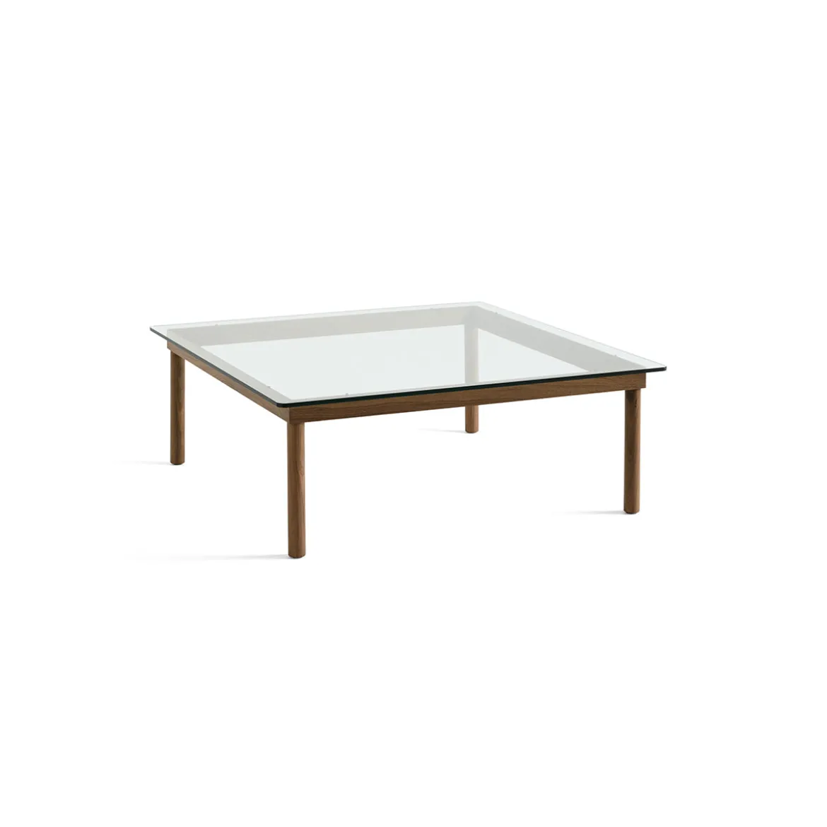 Table basse Kofi Noyer Massif & Verre Clair - l 100 x L 100 x h 36 cm