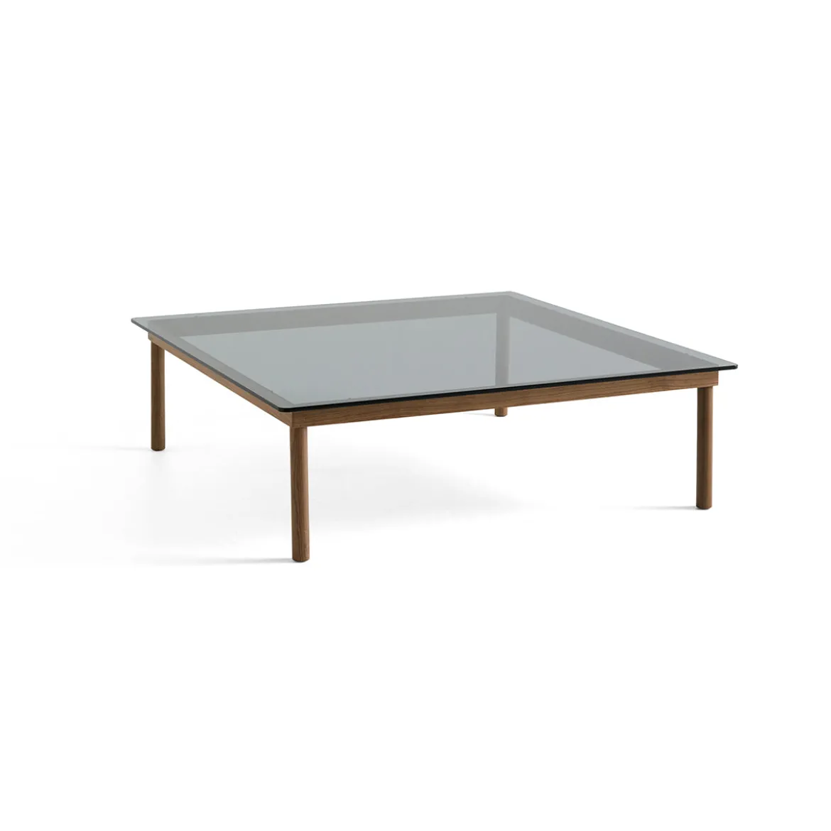 Table basse Kofi Noyer Massif & Verre Teinté Gris - l 120 x L 120 x h 36 cm