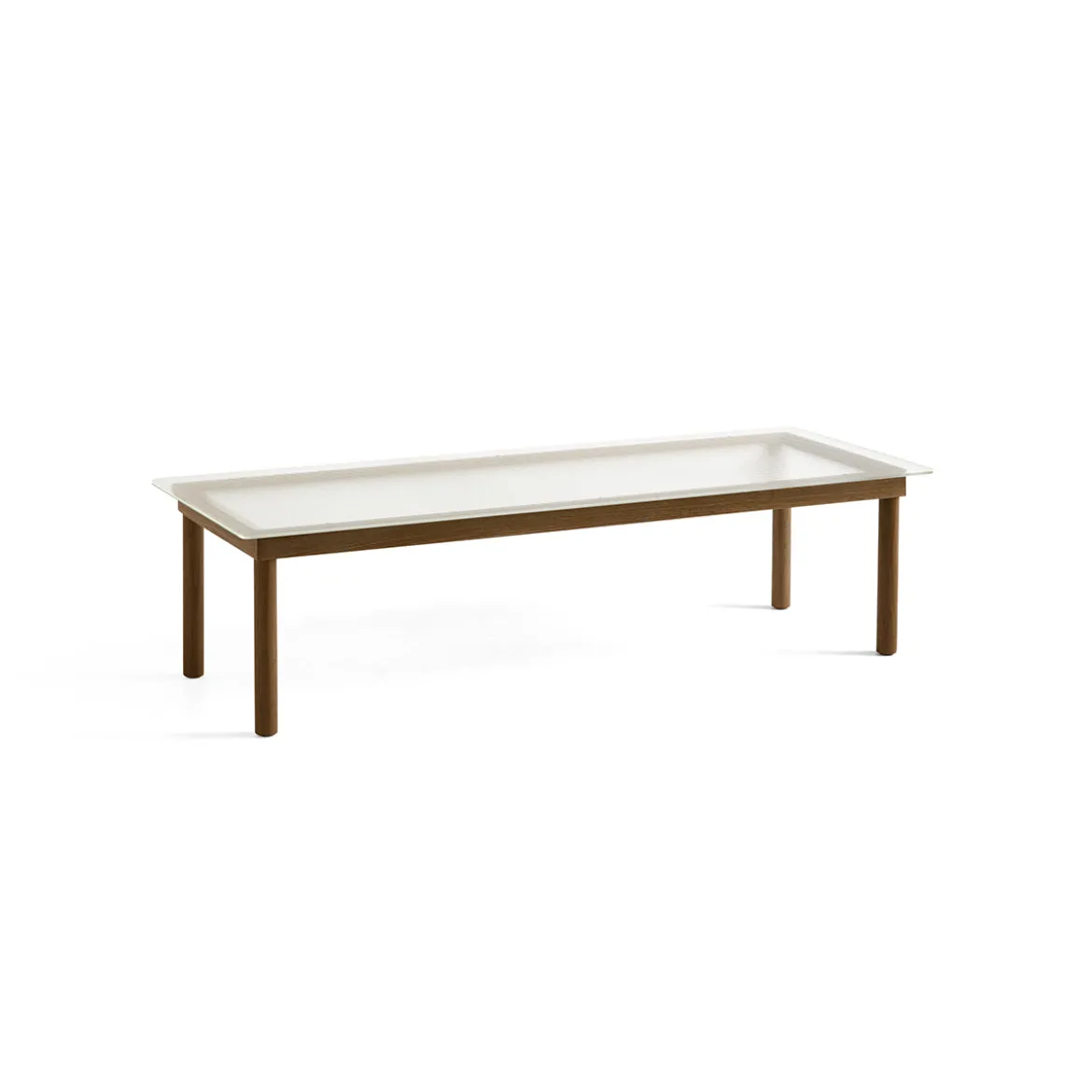 Table basse Kofi Noyer Massif & Verre Roseau Transparent - l 140 x L 50 x h 36 cm