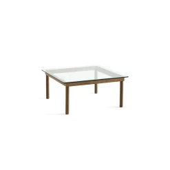 Table basse Kofi Noyer Massif & Verre Clair - l 80 x L 80 x h 36 cm