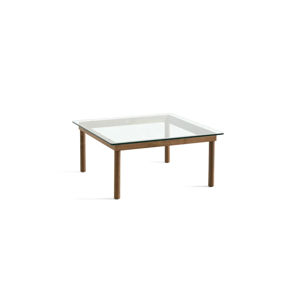 Table basse Kofi Noyer Massif & Verre Clair - l 80 x L 80 x h 36 cm