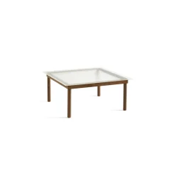 Table basse Kofi Noyer Massif & Verre Roseau Transparent - l 80 x L 80 x h 36 cm