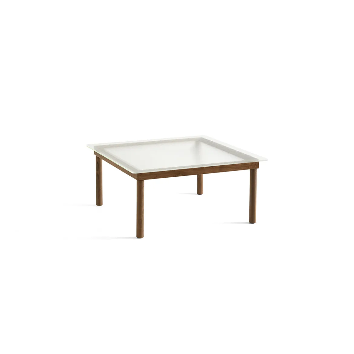 Table basse Kofi Noyer Massif & Verre Roseau Transparent - l 80 x L 80 x h 36 cm