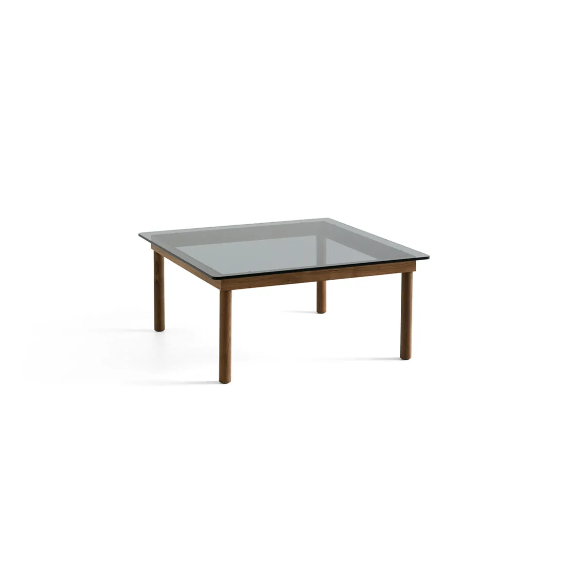 Table basse Kofi Noyer Massif & Verre Teinté Gris - l 80 x L 80 x h 36 cm