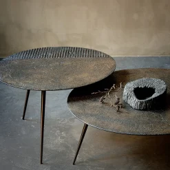 Table basse Luna - Lava Linear - Whisky - Ø 65 x h 41 cm