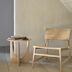 Table d'appoint Geometric chêne verni - Ø 51 x h 50 cm