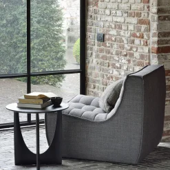 Table d'appoint Geometric en chêne noir verni - Ø 51 x h 50 cm