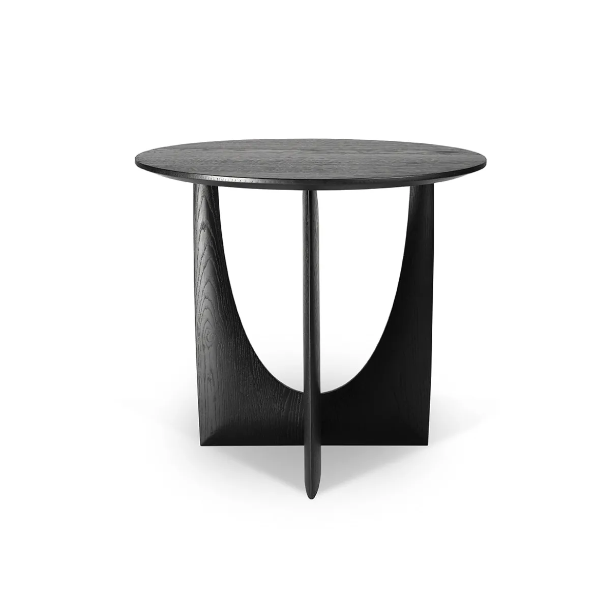 Table d'appoint Geometric en chêne noir verni - Ø 51 x h 50 cm