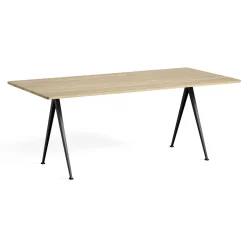 Table Pyramid 02 Base noire & plateau chêne laqué