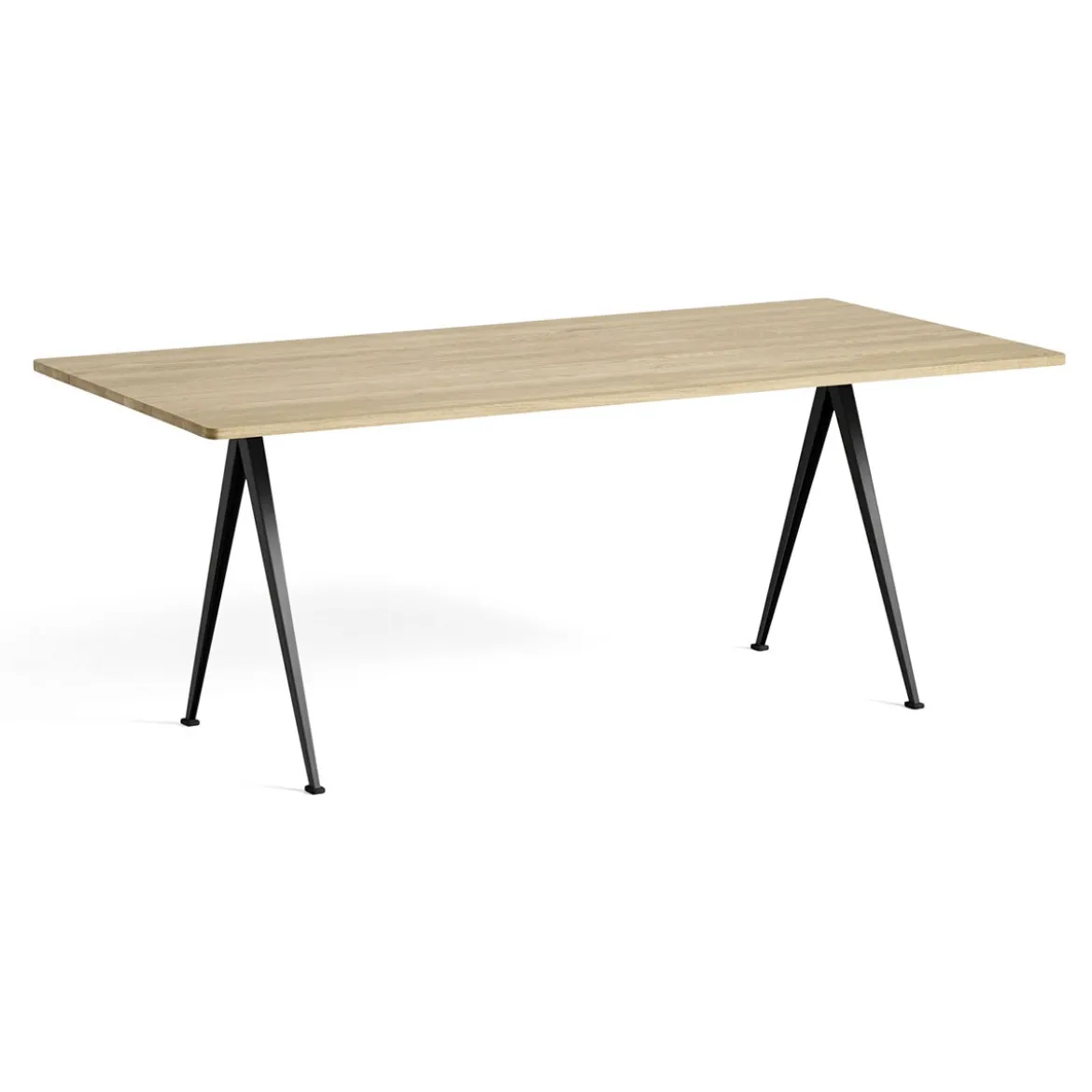 Table Pyramid 02 Base noire & plateau chêne laqué