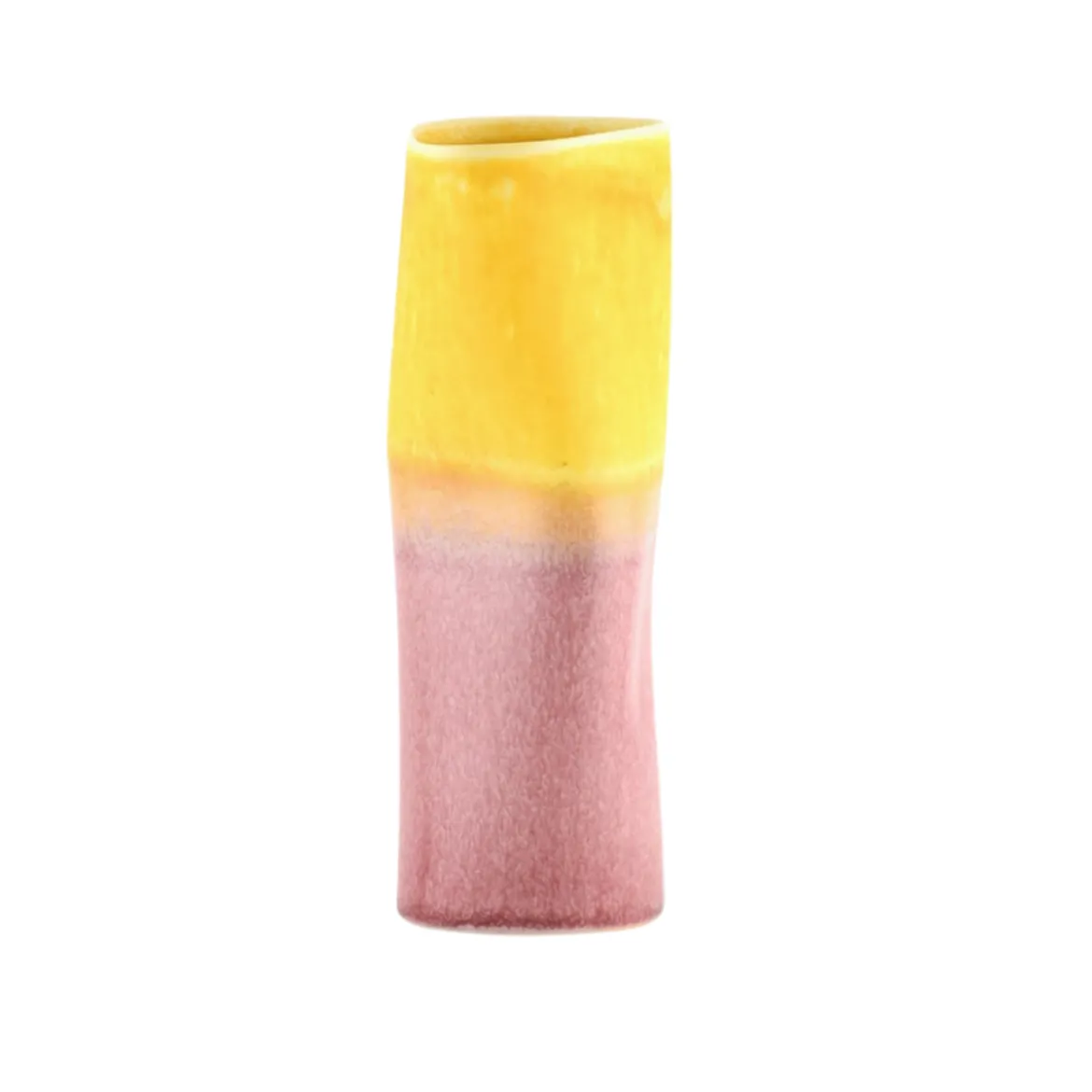 Vase Cylindre - Distortion Rose et Jaune