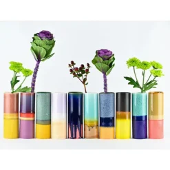 Vase Cylindre - Vert & Bleu